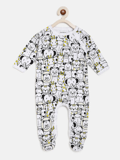 Berrytree Organic Cotton Baby Rompers : Yellow Animals BerryTree
