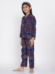 Berrytree Soft Cotton Night Suit Girls: Blue Check BerryTree