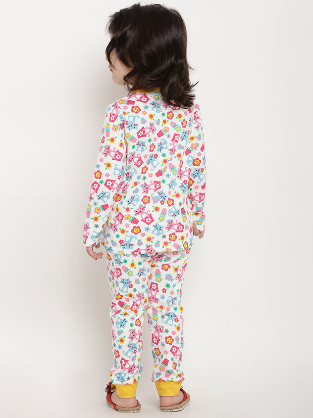 Berrytree Organic Night Suit Flowers and Cats BerryTree