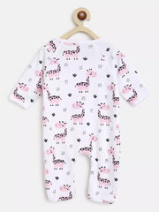 Baby onesie with giraffe pattern on a white background