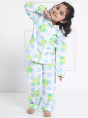 Berrytree Night Suit Green Polka Girls