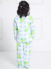 Berrytree Night Suit Green Polka Girls
