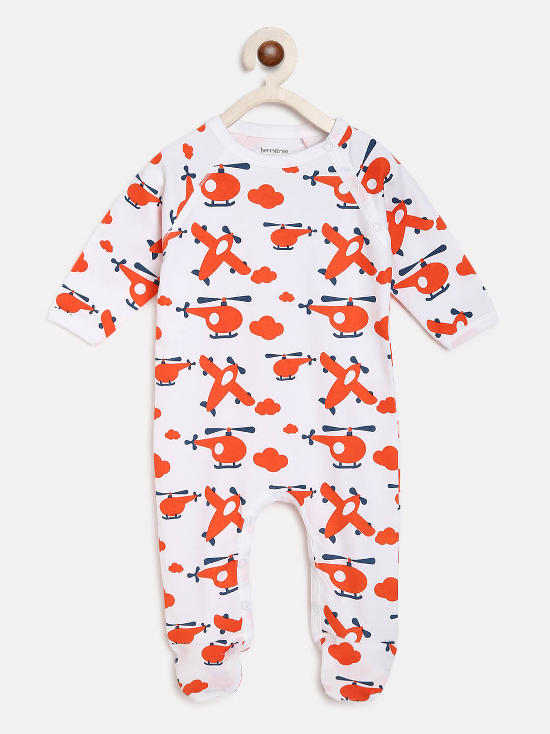 Berrytree Organic Cotton Baby Rompers : Orange Planes BerryTree