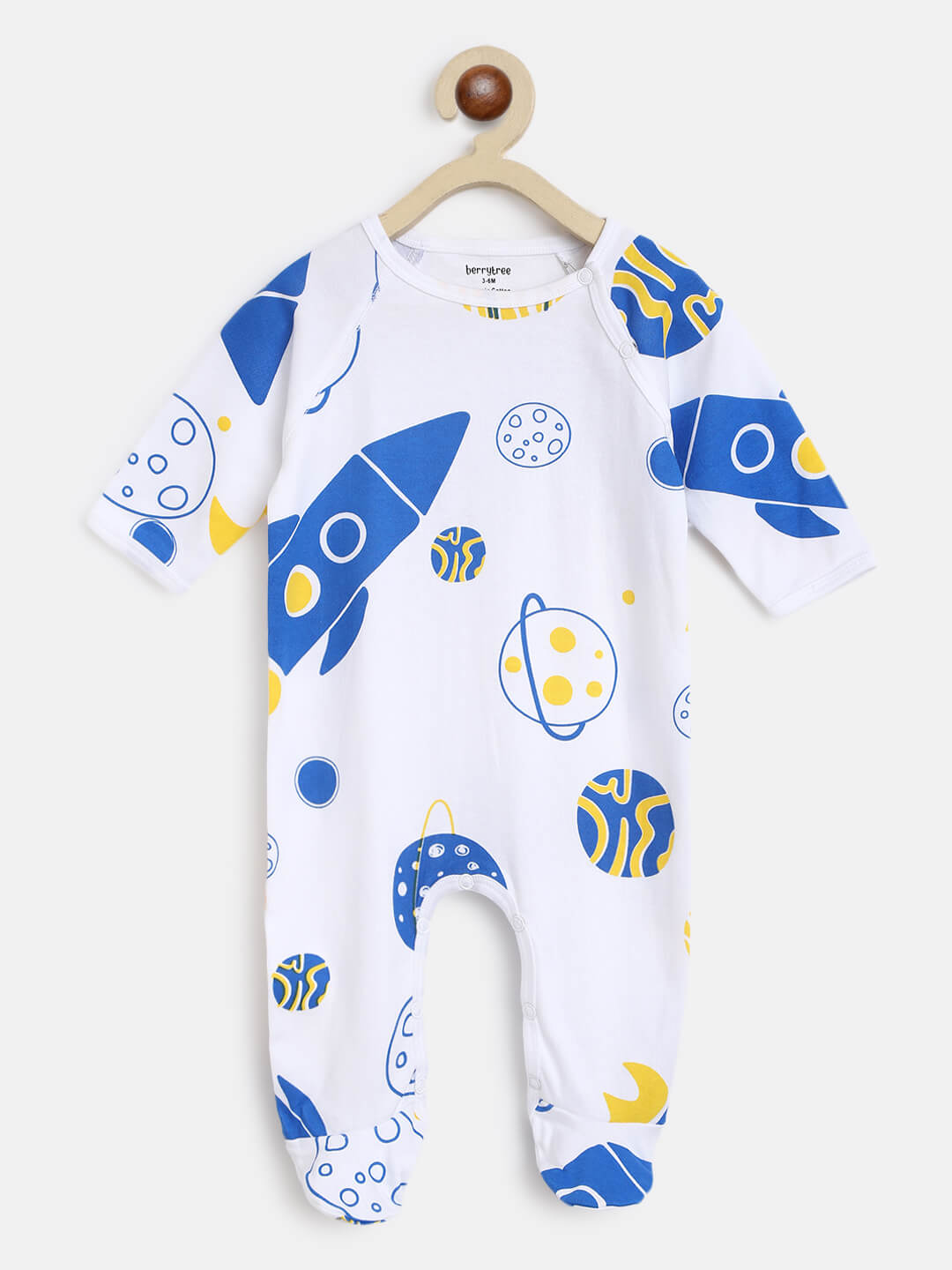 Berrytree Organic Cotton Baby Romper: Blue Rockets BerryTree