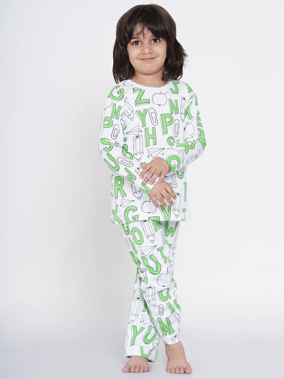SHOPmOZO Unisex Pure Cotton Long Sleeve Kids Nightwear/Nightdress /Sleepsuit/Sleepwear/Night Suit for Boys and Girls Top and Pyjama Combo  Set,(SM-00475UNISEXSWPS_Parent) - ShopMozo