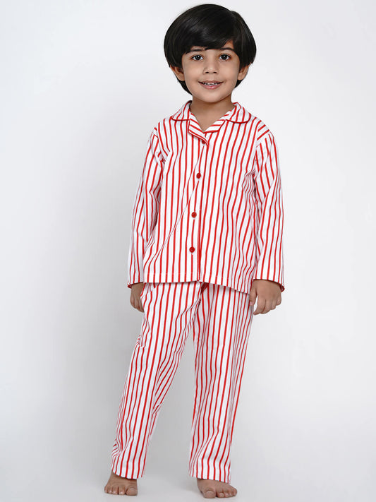 Berrytree Night Suit Red Stripes Boy BerryTree