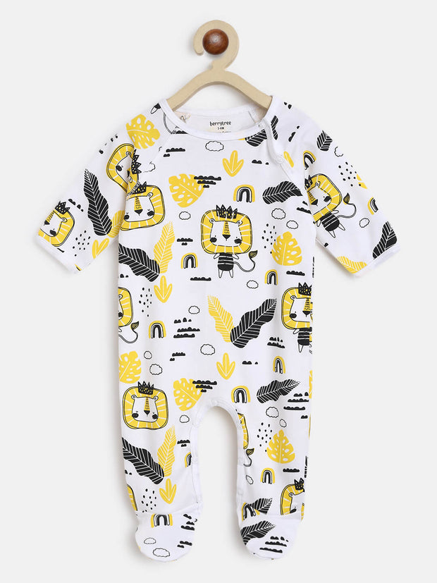 Berrytree Organic Cotton Baby Romper: Yellow Lion BerryTree