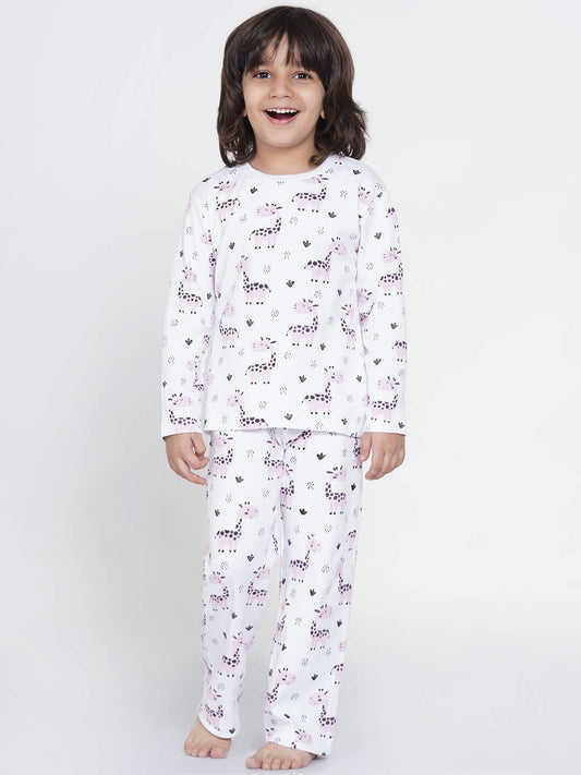 Berrytree Organic Cotton Night Suit Boys: Pink Giraffe BerryTree