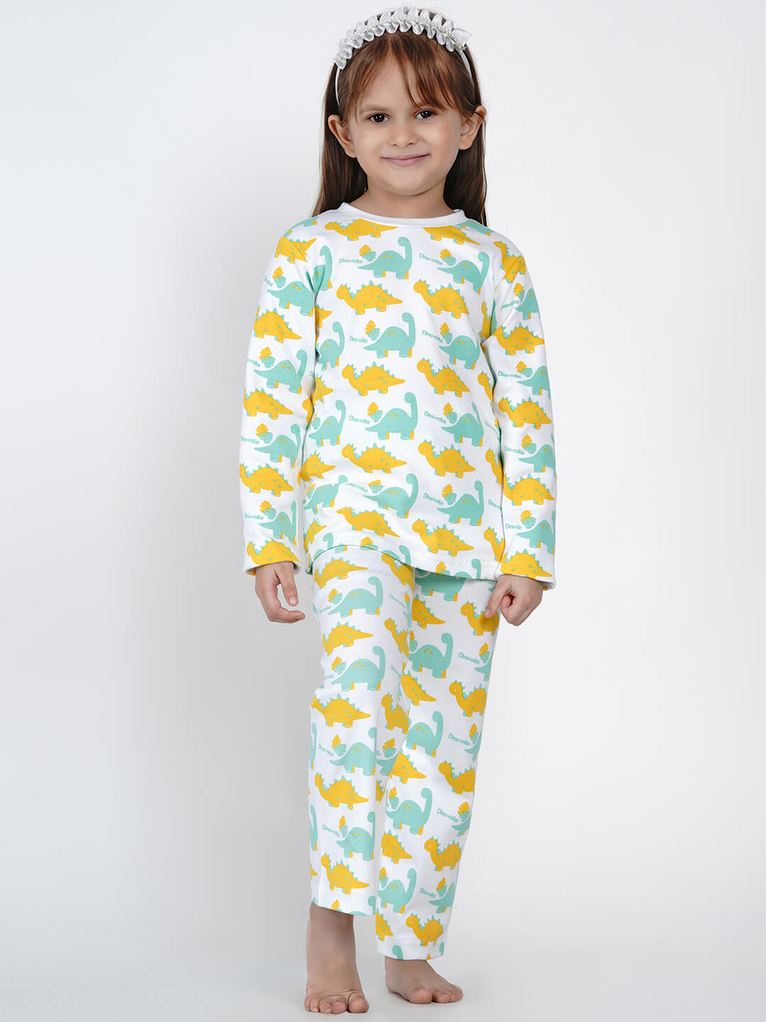 Berrytree Organic Night Suit Green Dino Girl BerryTree