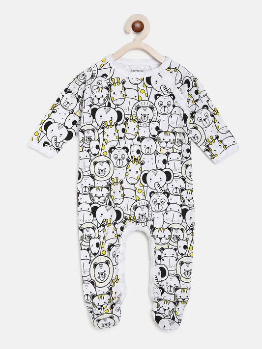 Berrytree Organic Cotton Baby Rompers : Yellow Animals BerryTree