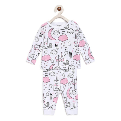 Shop Berrytree Organic Night Suit for Baby Girl: Unicorn Moons BerryTree