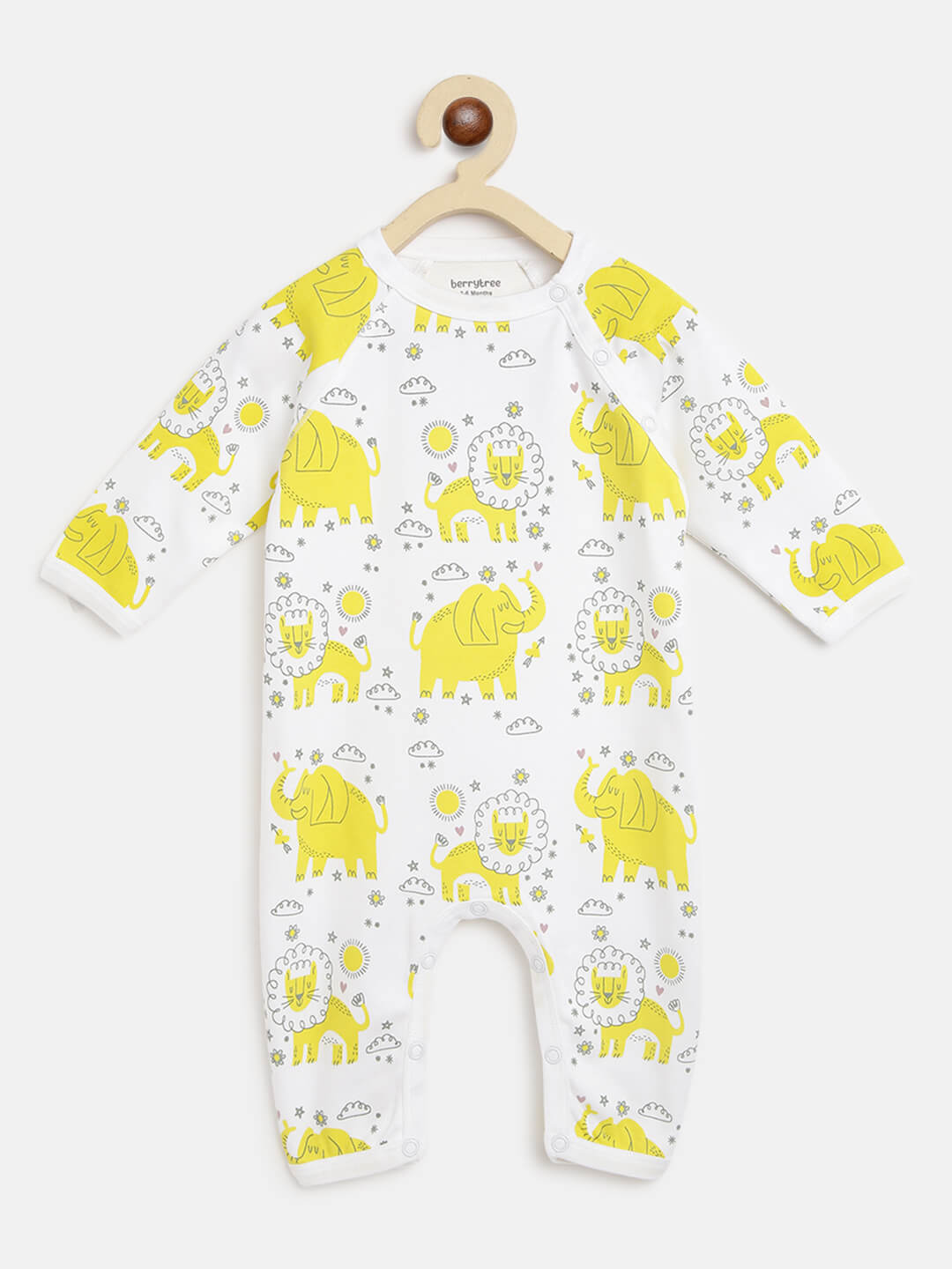 Berrytree Organic Cotton Baby Rompers : Yellow Lion BerryTree