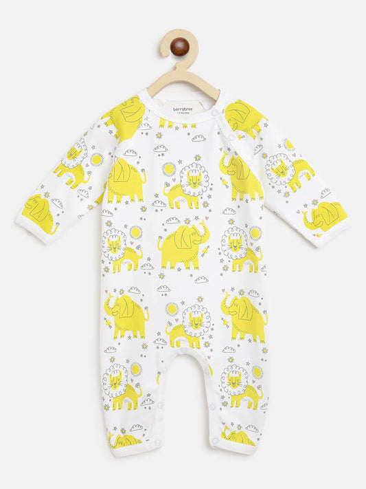 Berrytree Organic Cotton Baby Rompers : Yellow Lion BerryTree