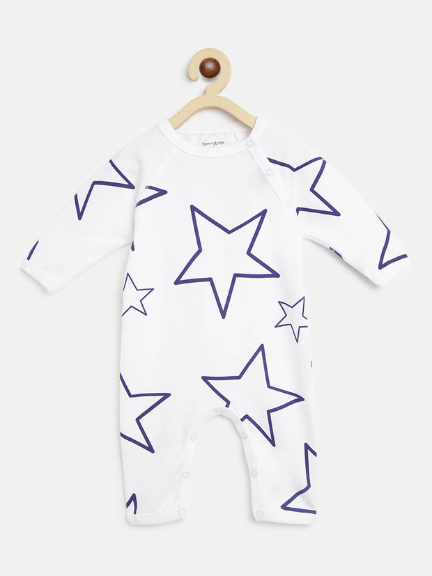 Berrytree Organic Cotton Baby Rompers : Blue Star White BerryTree