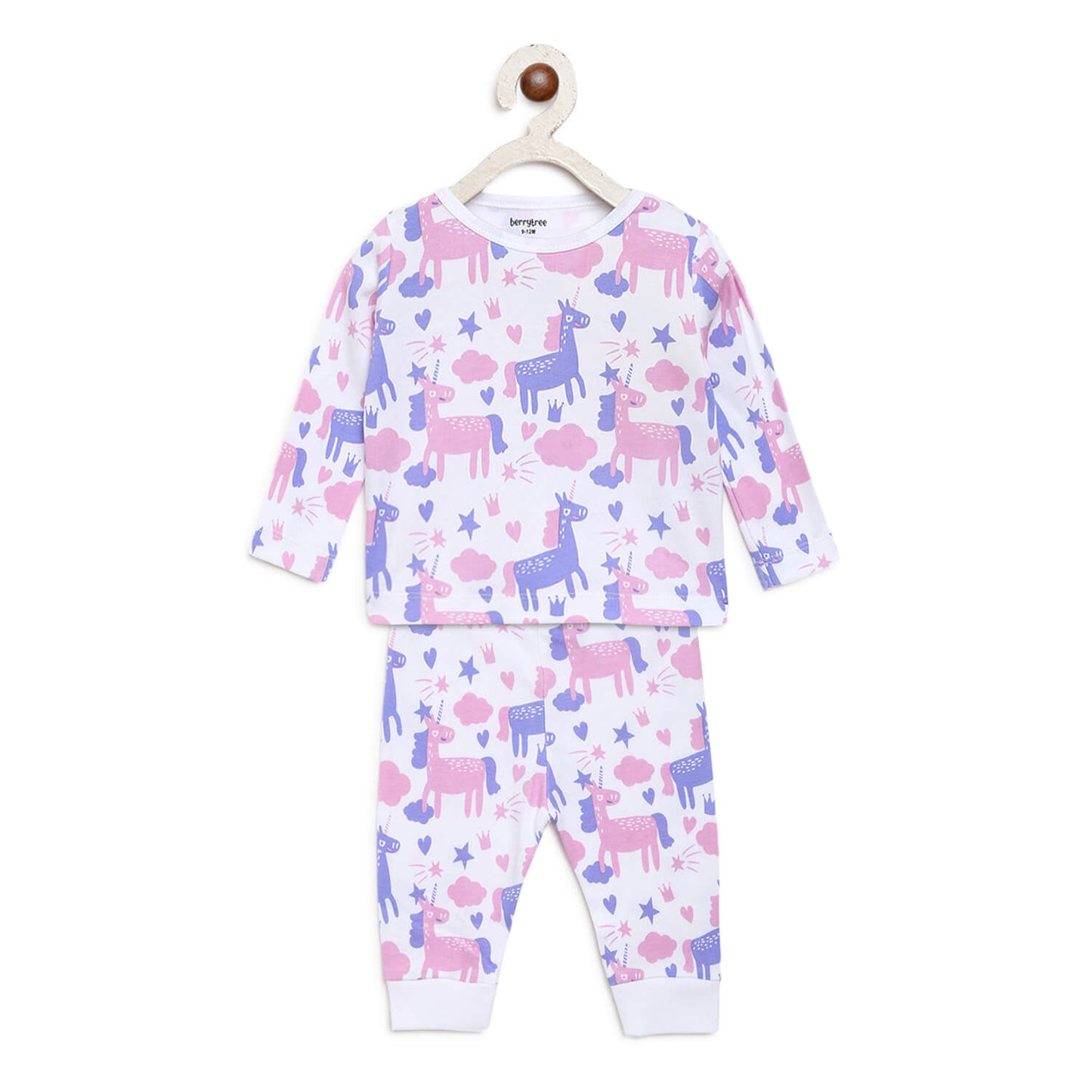 Berrytree Organic Baby Night Dress: Purple Unicorns BerryTree