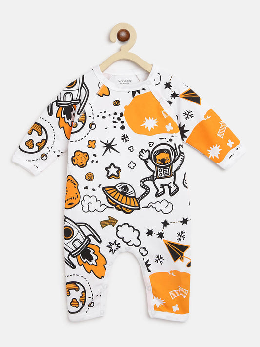 Berrytree Organic Cotton Baby Rompers : Orange Rockets BerryTree