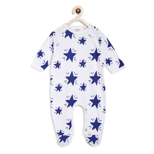 Berrytree Organic Cotton Baby Romper Star Blue BerryTree