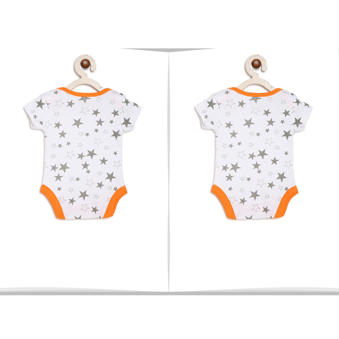 Twins Baby Onesie : Grey Stars Orange BerryTree