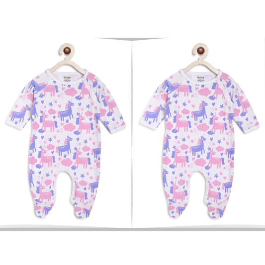 Twins Babies Dress : Unicorn Purple Romper BerryTree