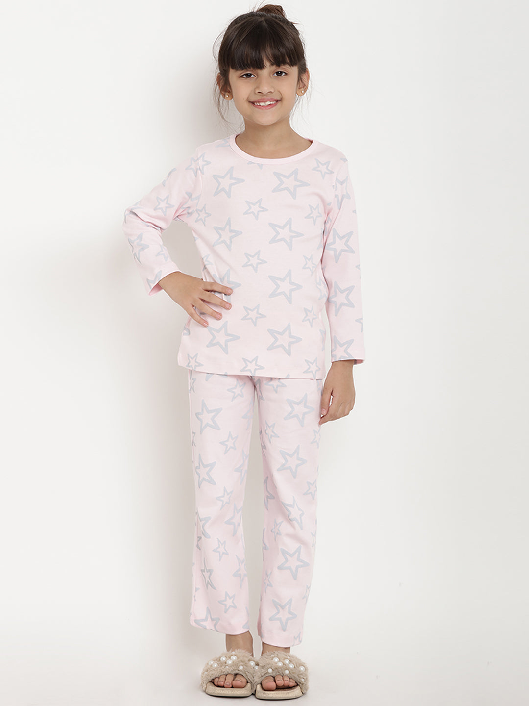 Berrytree Organic Night Suit Pink Stars BerryTree