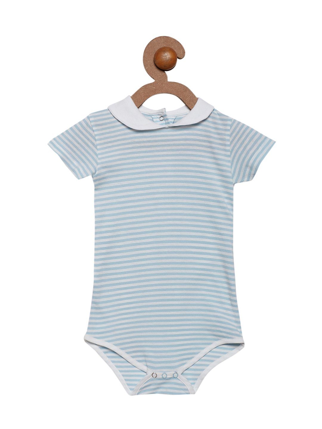 Berrytree Organic Cotton Baby Onesie Peter Pan Baby Blue Stripes BerryTree