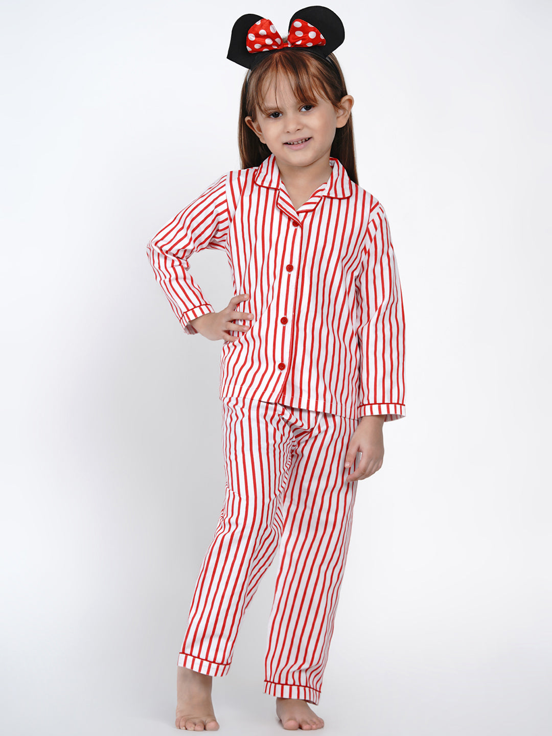 Berrytree Night Suit Red Stripes Girl BerryTree