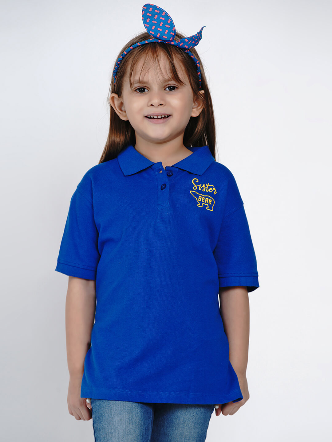 Berrytree Girls Polo Shirt Sister Bear Blue Berrytree Organic India