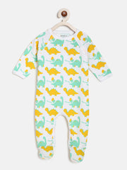 Berrytree Organic Cotton Baby Rompers : Green Dinos BerryTree