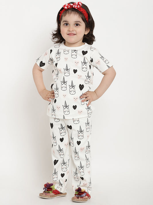 Berrytree Organic Night Suit Unicorn White Girl BerryTree