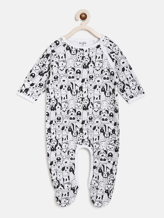 Berrytree Organic Cotton Baby Rompers : Black Animals BerryTree