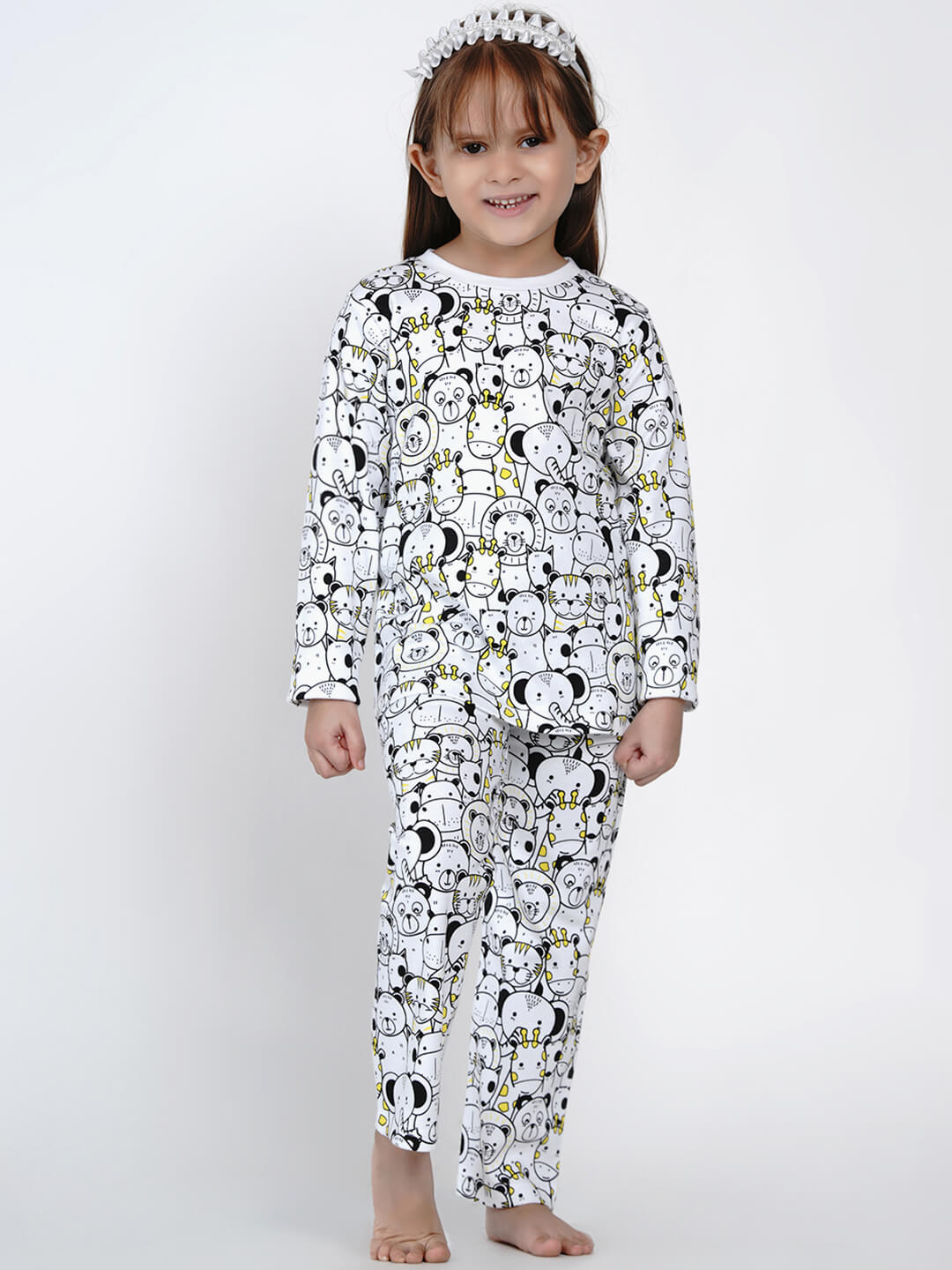 Berrytree Organic Night Suit Yellow Animals Girl BerryTree