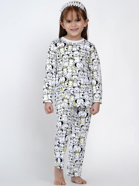 Berrytree Organic Night Suit Yellow Animals Girl BerryTree