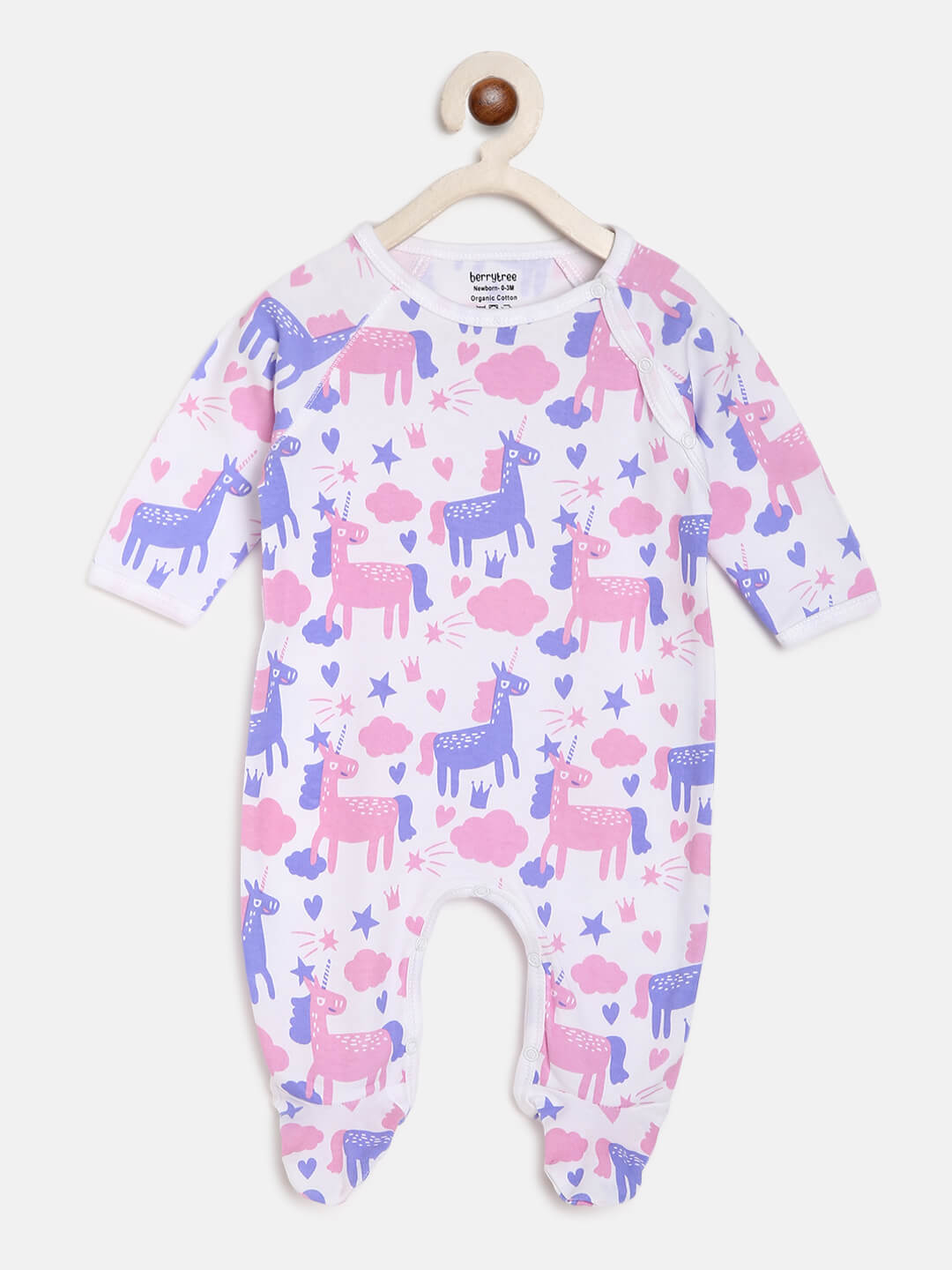 Berrytree Organic Cotton Baby Rompers : Purple Unicorns BerryTree