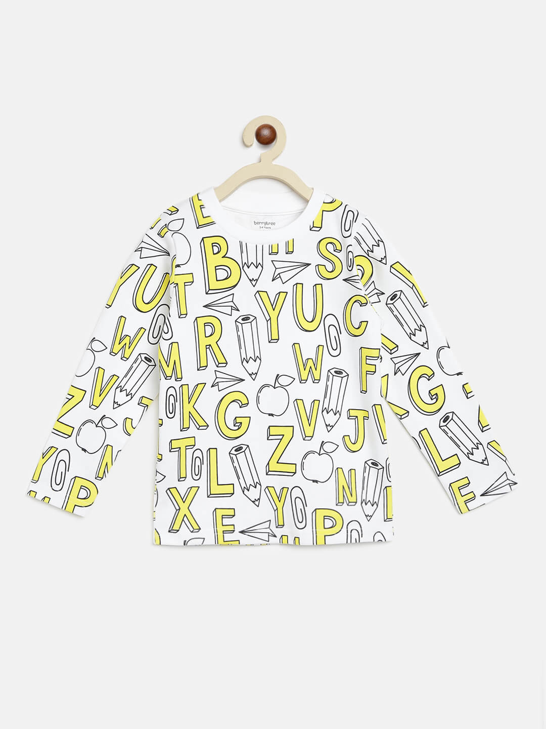 Berrytree Organic Night Suit Yellow Alphabets FS BerryTree