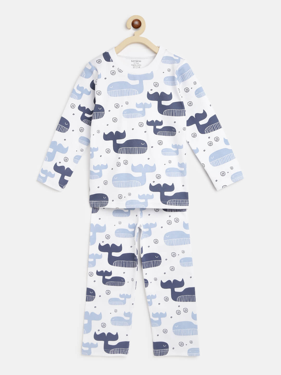 Berrytree Organic Night Suit Blue Sharks BerryTree