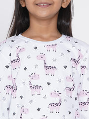 Berrytree Organic Cotton Night Suit Girls: Pink Giraffe BerryTree