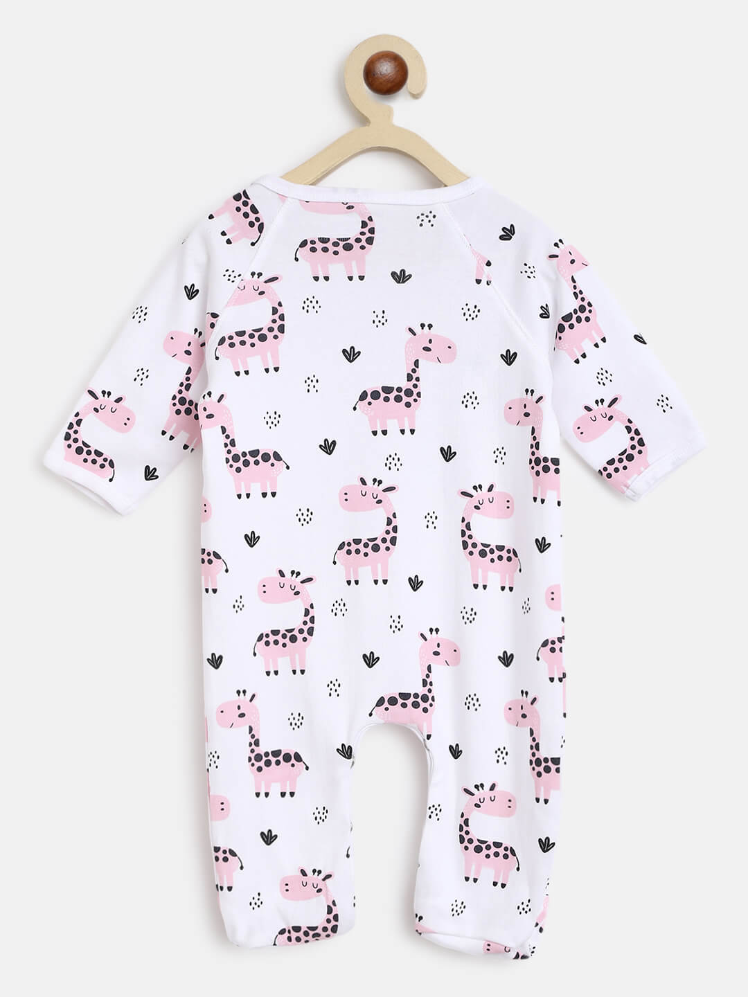 Berrytree Organic Cotton Baby Romper: Pink Giraffe BerryTree