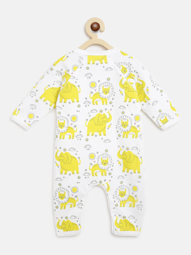 Berrytree Organic Cotton Baby Rompers : Yellow Lion BerryTree