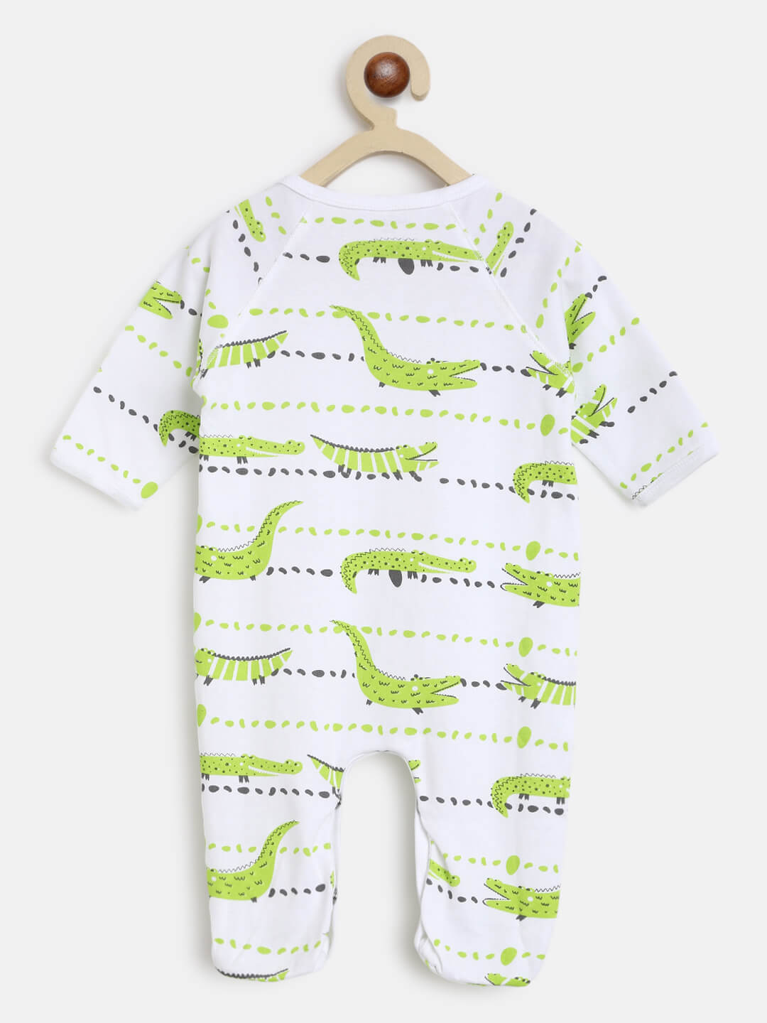 Berrytree Organic Cotton Baby Romper: Green croco BerryTree