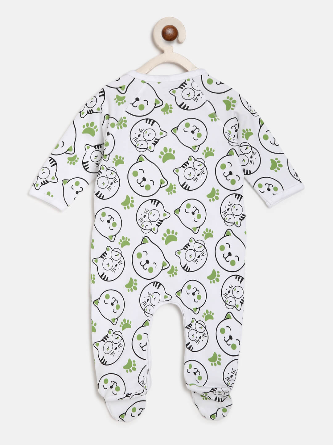 Berrytree Organic Cotton Baby Rompers : Green Cats BerryTree