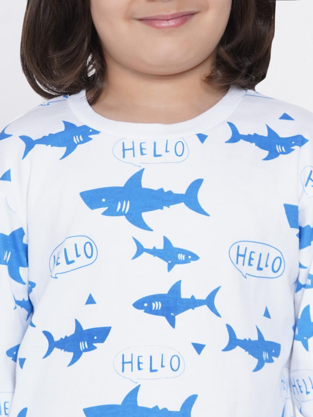 Berrytree Organic Cotton Night Suit Boys: Blue Sharks BerryTree