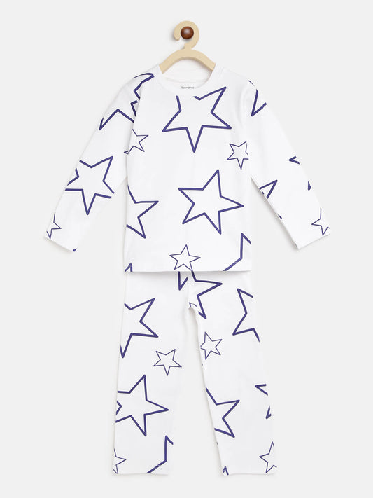 Berrytree Organic Night Suit Blue Star White BerryTree