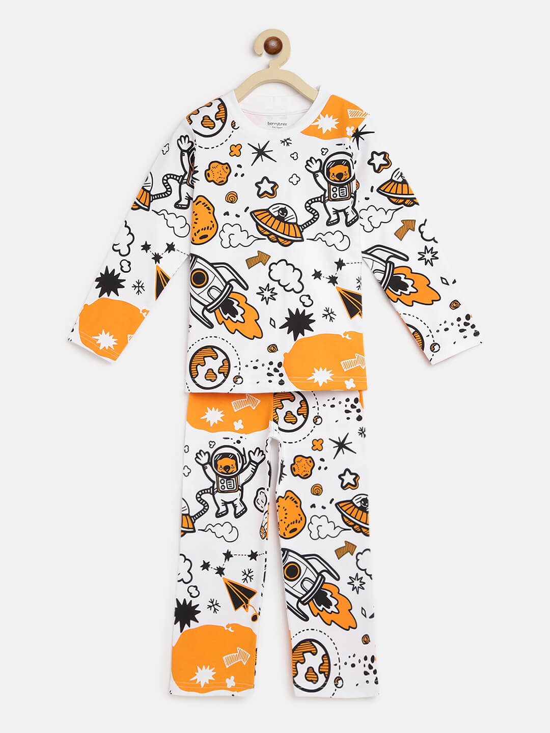 Berrytree Organic Night Suit Orange Rockets BerryTree