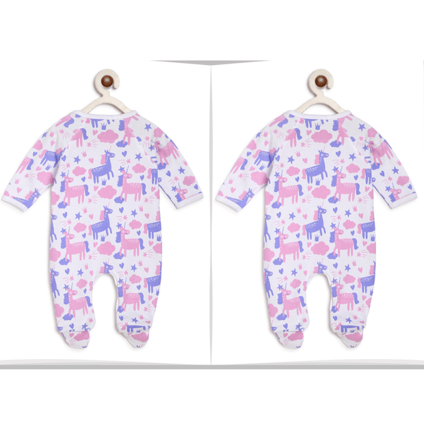 Twins Babies Dress : Unicorn Purple Romper BerryTree