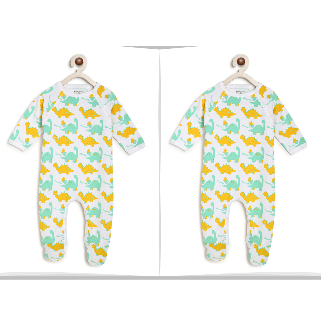 Twins Baby Boy/ Girl Dress: Green Dinos BerryTree