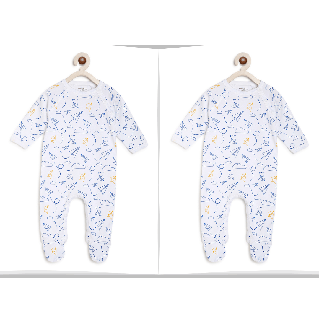 Twins Baby Boy dress : Blue Planes Romper BerryTree