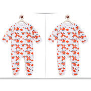 Twin Baby Clothes : Orange Planes Romper. berrytree BerryTree