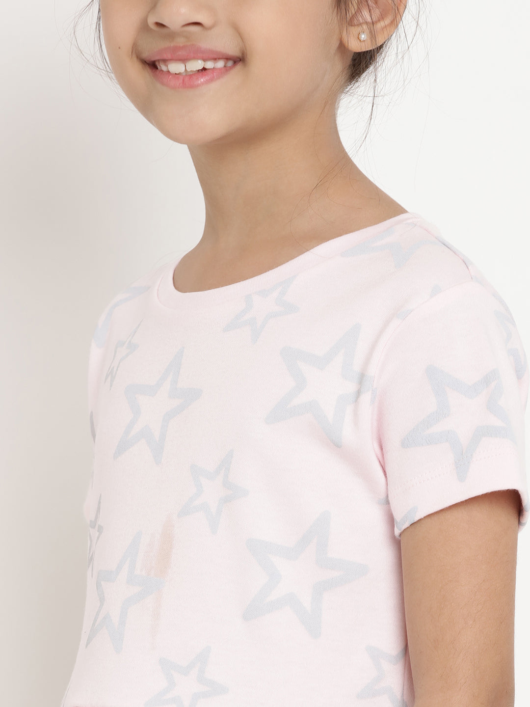 Berrytree Organic Cotton  Pink star Dress Gown Half Sleeves BerryTree