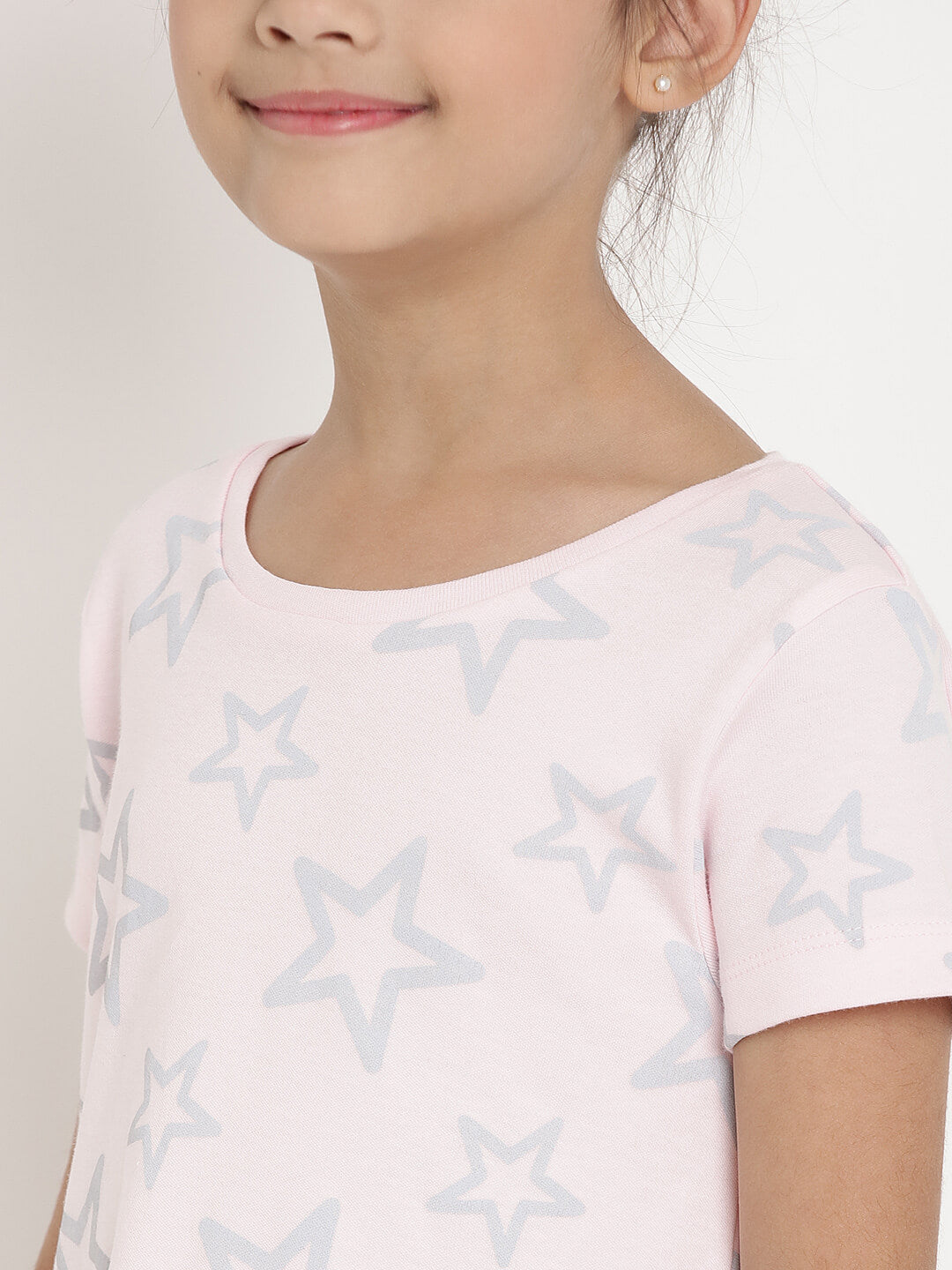 Berrytree Organic Cotton Pink Star Dress Half Sleeves BerryTree