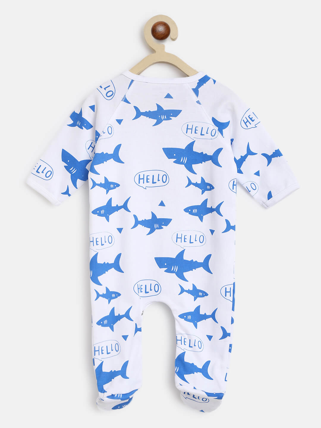 Berrytree Organic Cotton Baby Romper: Blue Sharks BerryTree